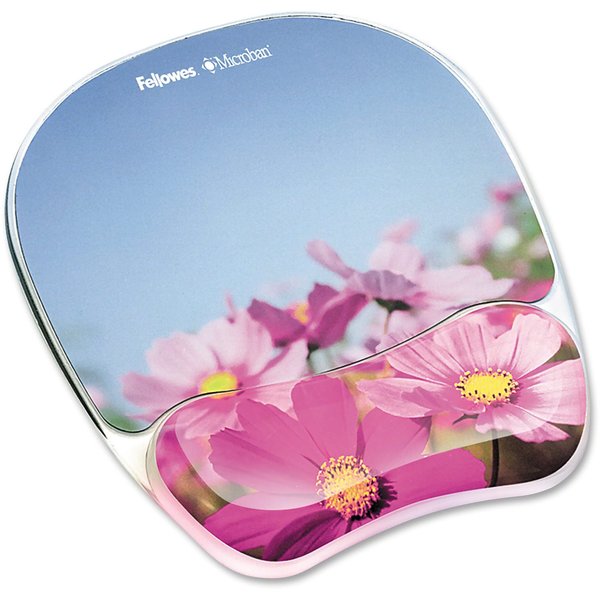 Fellowes Photo Gel Mouse Pad and Wrist Rest with Microban Protection, Pink Flowers (9179001)