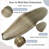 Sew in Hair Extensions Real Human Hair, 20 Inch 100G Weft Hair Extensions Human Hair, Balayage Ash Blonde to Blonde Highlights Hand Tied Weft Hair Extensions Human Hair Bundles Sew in Weft Extensions