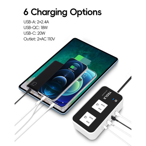 YSOLX 200W Car Power Inverter, DC 12V to 110V AC Converter, Fast Car Charger Adapter with [20W USB-C/USB-QC(18W)/ 4.8A Dual USB/Dual AC Outlet], Car Plug Adapter Outlet for Laptop