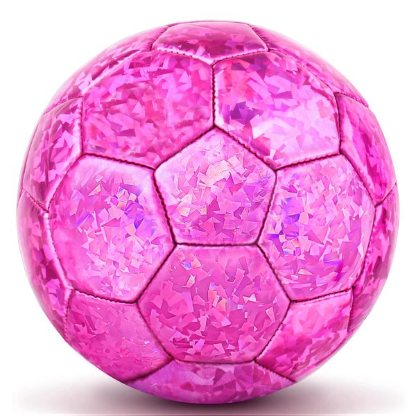 DLUGOPIS Sparkling Pink Mini Soccer Ball Size 2 Sport Ball for Toddlers PVC Backyard Outdoor Toys for Little Boys Girls Kindergarten Student