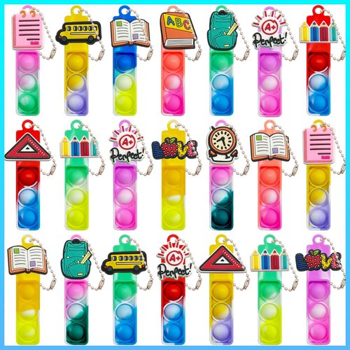 Pop it Fidget Mini Keychain Bulk,20 Pack Party Favors for Kids,Goodie Bag Stuffers for Classroom,Sensory Fidget Toy Packs,Pinata Stuffers,Carnival Prizes,Christmas Tree Decorations