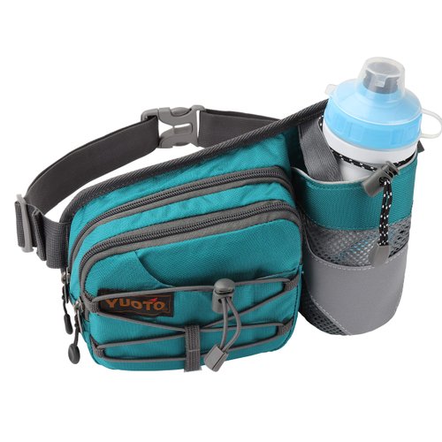YUOTO Outdoor Fanny Pack with Water Bottle Holder for Walking Hiking Hydration Belt Waist Bag