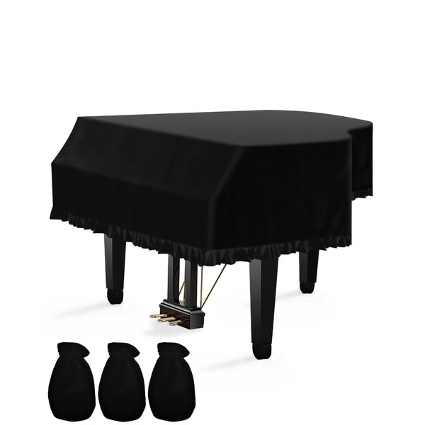 TINDTOP Grand Piano Cover, Velvet Dustproof Baby Piano Cover Washable Soft Bordered Decorated Full Triangle Piano Protective Cover