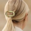 2pcs Metal Hair Clips,Hollow Oval Metal Hair Barrettes Snap Hair Clips French Clips,Simple Vintage Hairpins French Hair Clips,Gold Hair Clips Silver Barrettes Hair Accessories for Women (Silver Gold)