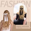 VOBOBE 4PCS Hair Bows for Women Girls, Black White Satin Tassel Hair Ribbon Bowknot Hair Clips Barrettes for Girl with Small Long Tail Hair Accessories (White+Black)