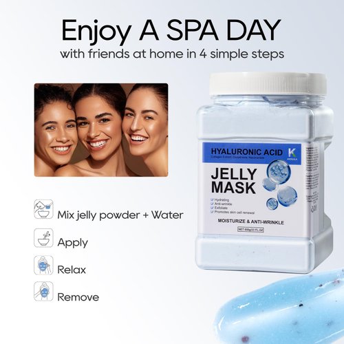 KERUILA Hyaluronic Jelly Masks For Facials Professional, Hyaluronic Acid Masks Powder For Facial Mask, Hydrojelly Jelly Gel Face Mask For Peel Off, Hydrating Mask for Face Skin Care Of Home Spa, Blue