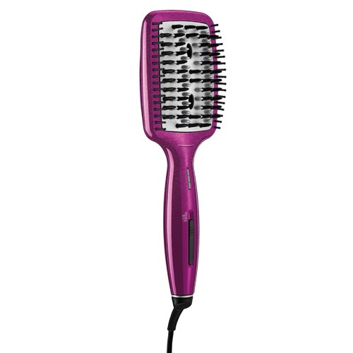 Conair Diamond-Infused Ceramic Smoothing Hot Brush/Straightening Brush, Pink, 400 Degree High-Heat with 3 Settings