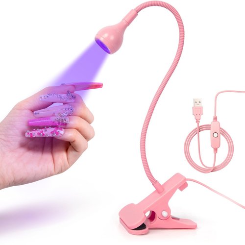 krofaue UV Nail Polish Curing Lamps, Gel UV Gooseneck Nail Lamp 3W 5V Gel Nail Polish UV Light with 4 Levels Setting Lamp Clip Professional Nail Dryer for Gel Polish Curing Nail Tips Art Tools