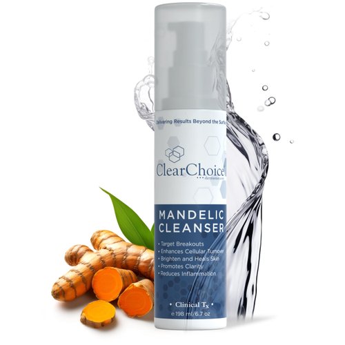 Clear Choice Mandelic Acid Face Cleanser 6.7oz – Gentle Exfoliating Gel with Turmeric & Enzymes for Acne, Fine Lines, and Pigmentation – Deep Cleansing, Non-Irritating, Suitable for All Skin Types