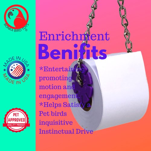 Bonka Bird Toys 2310 Mini Shred Roller Bird Toy Paper Roll Chew Hanging Forage Plastic Discs Cockatiels Parakeets Conures and Other Similar Sized Birds