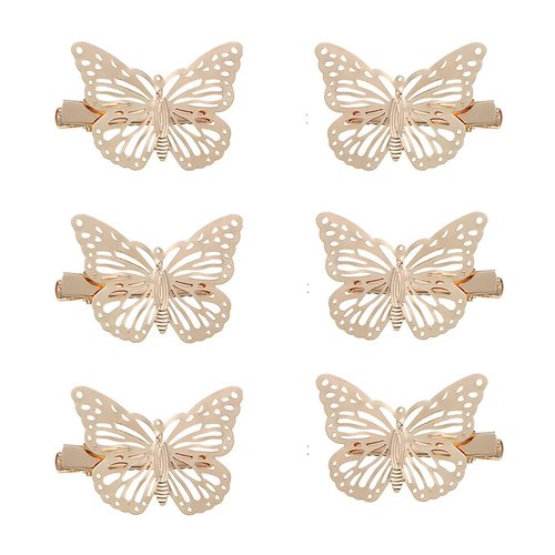 Ruwado 3 Pairs Butterfly Hair Clips Metal Gold Silver Vintage Retro Small Claw Hairpin Hair Styling Barrettes Accessories Supplies for Kids Girls Teens Women (Gold)