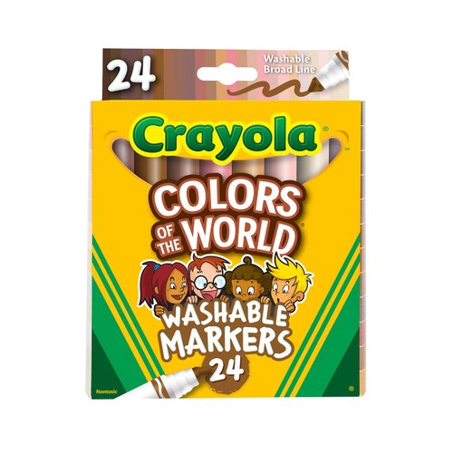 Crayola Colors of The World Markers (24 Count), Skin Tone Markers for Kids, Coloring Book Supplies, Gifts & Stocking Stuffers for Kids