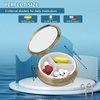 Pill Case Pill Box with Mirror Retro Small Pill Case for Purse or Pocket Bronze Pill Box or Vitamins, Fish Oil, Supplements, Pill Containe Travel Gifts（2PCS）