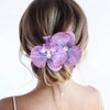 Yheahin 2pcs Flower Hair Clips Boho Orchid Hair Clips Artificial Phalaenopsis Hair Barrettes Bridal Hawaiian Beach Party Hair Accessories for Women (Purple)