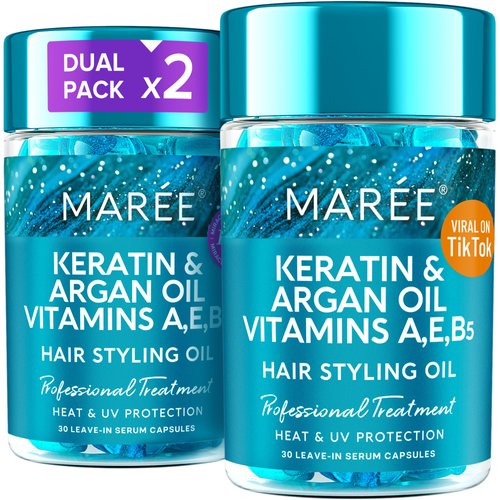 MAREE Hair Oil for Damaged Hair 2 Pack - Keratin Styling &amp; Moisturizing Oil Capsules with Avocado...