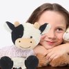 FCLEIH Cow Stuffed Animals, 9" Soft Cuddly Sit Cow and Cow Keychain, Cow Plush Animal Toy Great Gift for Kids (Pink)
