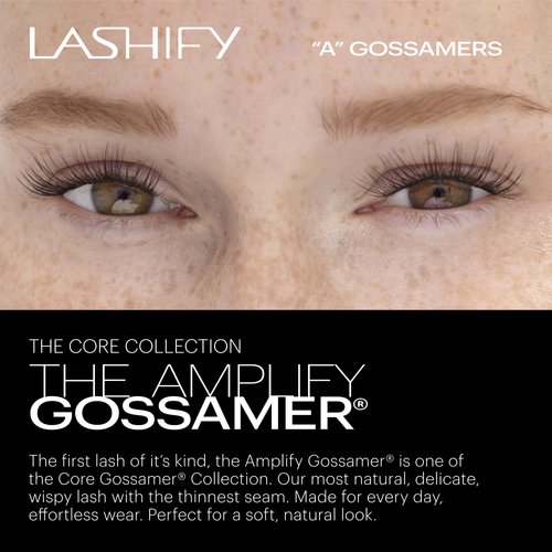 Lashify Amplify 12mm GossamerDIY Eyelash Extensions Refill, Black, Easy False Eyelashes for a Natural Look