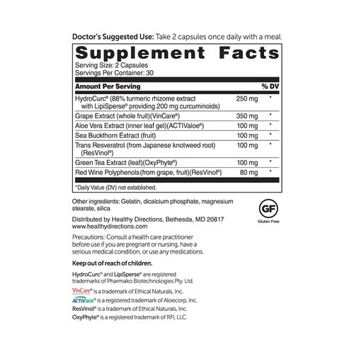 Dr. Whitaker's Triveratrol Gold – Healthy Aging Supplement with Resveratrol & Extracts of Aloe Vera, Green Tea, and Turmeric – Provides Antioxidant & Cardiovascular Support (60 Capsules)