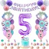 SKRCUI Mermaid Birthday Decorations Little Mermaid Party Decorations Mermaid Party Supplies Set with Mermaid Shell,Banner,Cake Topper,Pom Poms Flowers,Latex Balloons and Number 5 Balloon for Girls