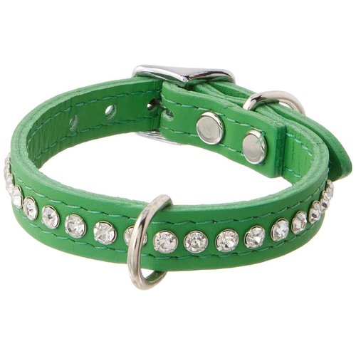 OmniPet Signature Leather Crystal and Leather Dog Collar, 12", Emerald
