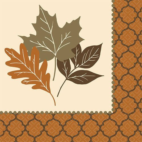 Amscan Copper Leaves Beverage Napkins (16 ct)