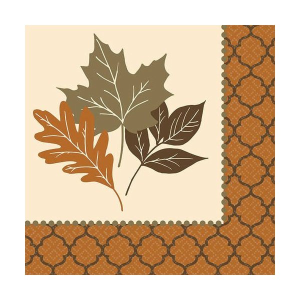 Amscan Copper Leaves Beverage Napkins (16 ct)