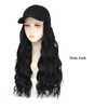 Yunkang Baseball Cap Wig Natural Wave Hair Extensions With Hat Heat Resistant Synthetic Adjustable Wig Black cap wigs for Women Girls (B-1B)