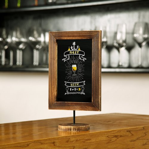 MyGift Set of 2, 12 Inch Chalkboard Sign with Burnt Wood Rectangular Frame and Round Base, Rustic Wedding Table Place Card Signage, Small Kitchen Countertop Memo Board