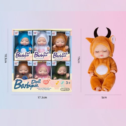 TISDEN 4 Inch Mini Baby Dolls 6pcs Set Realistic Baby Dolls Toys with Cute Handmade Doll Clothes for Suitability Kids 3 and up (Animals)