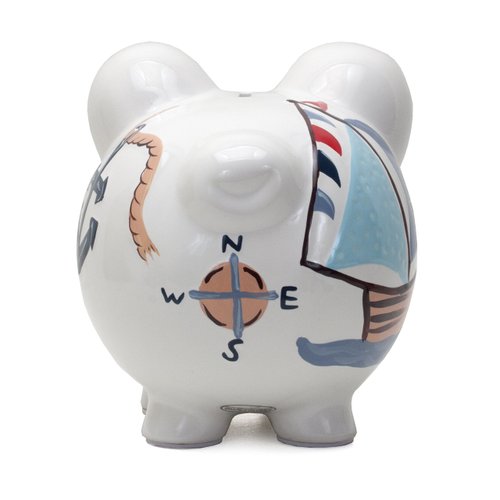 Child to Cherish Ceramic Piggy Bank for Boys (Nautical Design)