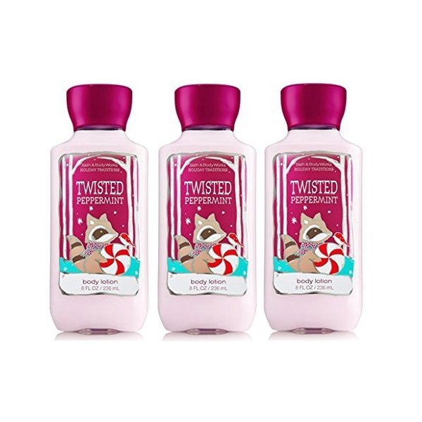 Lot of 3 Bath & Body Works TWISTED PEPPERMINT 8oz Body Lotion