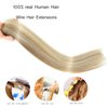 RECOOL Wire Hair Extensions Real Human Hair Balayage Light Blonde to Bleach Blonde Remy Hair Extensions Invisible Wire Hair Extension Straight Clip in Hair Extensions(20 inch)