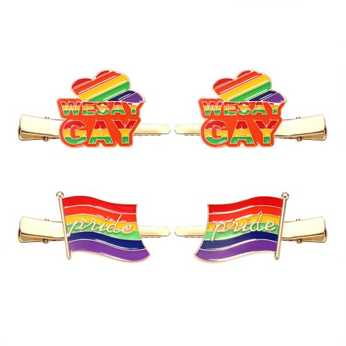 Rainbow Hair Clips Metal Enamel Pride Hairclips Gay Pride Flag Hair Barrettes Hairpin for Women G...