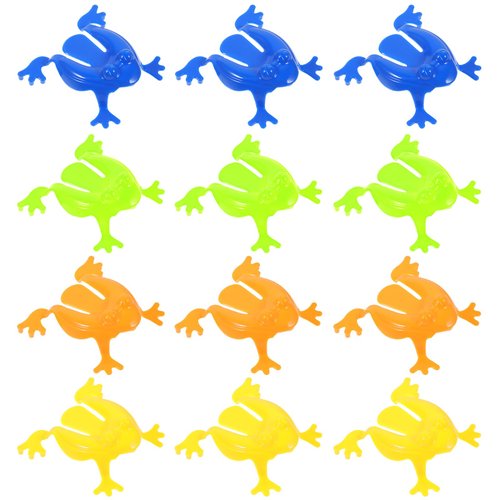 TOYANDONA 12pcs Jumping Toy Plastic Funny Bouncing Frog Toys for Kids Easter Birthdays Party Favors, Mixed Color