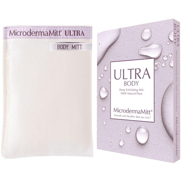 MicrodermaMitt ULTRA Exfoliating Mitt - The Ultimate Deep Exfoliating Body Scrubber Kese Glove – Keratosis Pilaris, Strawberry Skin Treatment, Reduce Ingrown Hair, Turkish Body Scrubber Exfoliator