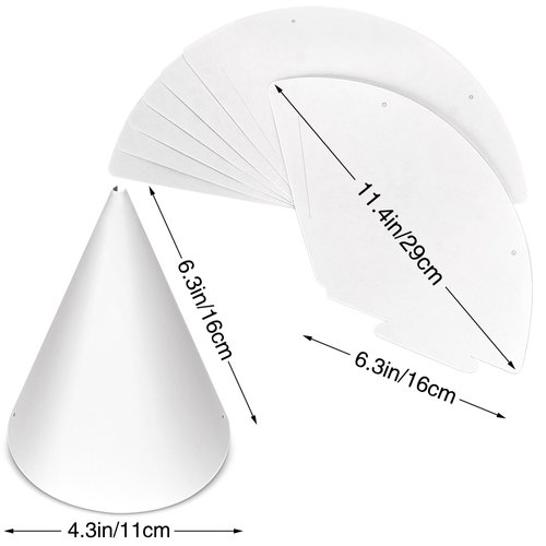 Weoxpr 40 Pieces White Paper Party Hats for Kids Birthday, Decorative Bulk Cone Crafts for Adults Art DIY, Halloween Supplies