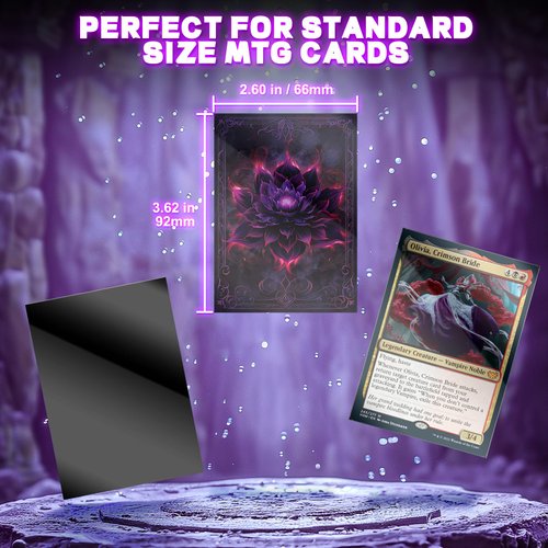 MTG Card Sleeves 100CT (Crimson Black Lotus), Matte Art Card Sleeves, Matte Back & Clear Front, 66x92mm