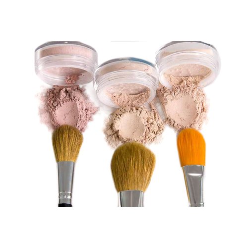 TRIO WITH BRUSHES (PINK BISQUE) Full Size Kit Mineral Makeup Brush Set Foundation Concealer Blush Bare Face Sheer Powder Cover