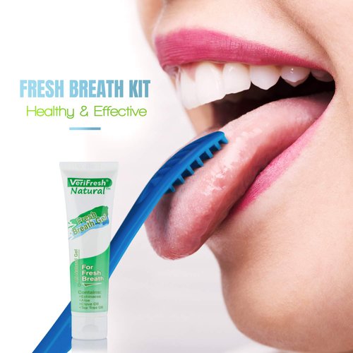 VeriFresh Fresh Breath Kit for Bad Breath Family-Pack - 2 Tongue Scraper & Cleaners with 1 Cleaning Gel – All Natural Treatment