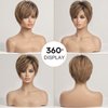 EMMOR HD Lace Front Wig, Pixie Cut Wig Human Hair Wigs with Bangs Natural Short Wig Layered Wavy Different Style Short Wigs for White Women - Ombre Ash Blonde