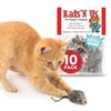 Kats'N Us Real Rabbit Fur Mouse Cat Toy - 10 Pak Rattle Sound