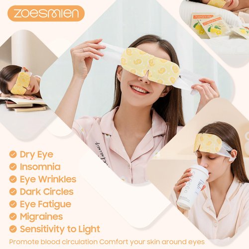 ZOESMIEN 16 Packs Steam Eye Masks for Dry Eyes, Spa Self Heated for Headaches, Relief Eye Fatigue Stress Migraine, Disposable Warm Eye Compress, Best Gift, Grapefruit