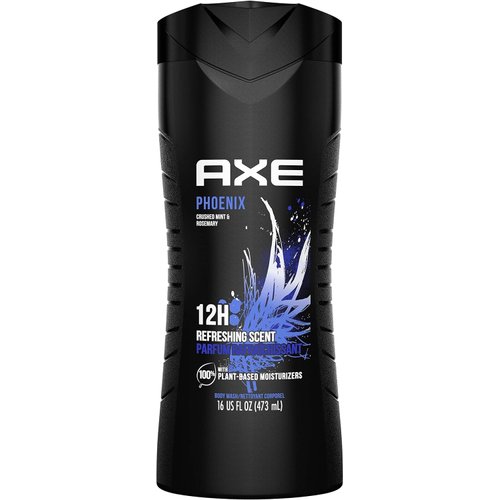 AXE Body Wash 12h Refreshing Scent Phoenix Crushed Mint and Rosemary Men's Body Wash with 100 percent Plant-Based Moisturizers 16 oz