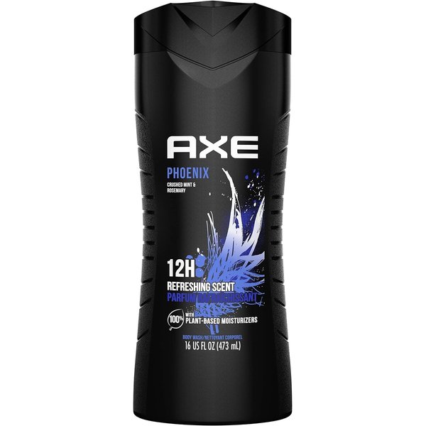 AXE Body Wash 12h Refreshing Scent Phoenix Crushed Mint and Rosemary Men's Body Wash with 100 percent Plant-Based Moisturizers 16 oz