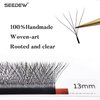 SEEDEW 5D Lash Extensions, 0.07mm C Curl MIX8-15mm 12 Rows/Tray, W Shape Flat Stem, Korean PBT Volume Eyelash Grafting for Beginner Artist, Lash Tech, Beauty Salon(5D-Matte Black-0.07-C-MIX8-15mm)