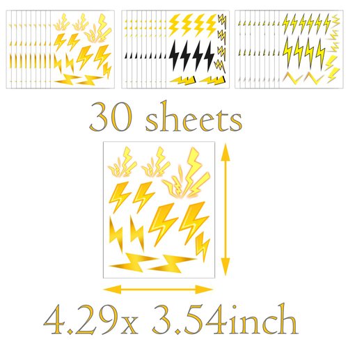PIBIPAID 430 Lightning Bolt Tattoos Temporary Stickers,for Flash Weather Birthday Gender reveal Baby shower Party Favors Supplies Decorations Favors Goodie Bag Stuffers Prize