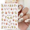 Autumn Maple Leaf Nail Art Stickers Fall Leaf Nail Decals 6PCS Leaf Plant 3D Self-Adhesive Nail Art Supplies Decals Fall Sticker for Nails Holiday Manicure Accessories for Women Nail Art Decorations