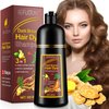 bnHUlMXw Hair Dye Shampoo (Black, 500ml) - 3 in 1 Nourishing, Growing, Natural Dye Shampoo for Gray Hair Coverage, Ammonia-free, Lasts 30 Days, Dark Brown, Suitable for All Hair Types
