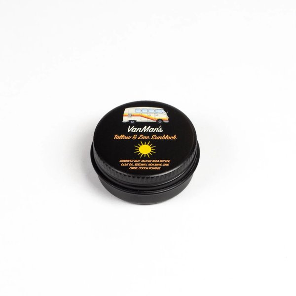 Vanman’s - Tiny Zinc and Tallow Sunscreen - Water Resistant 20 SPF Grass-Fed/Finished Beef Tallow Sunscreen with Olive Oil, Beeswax - Mineral Sunscreen with Non-Nano Minerals - 0.25 oz