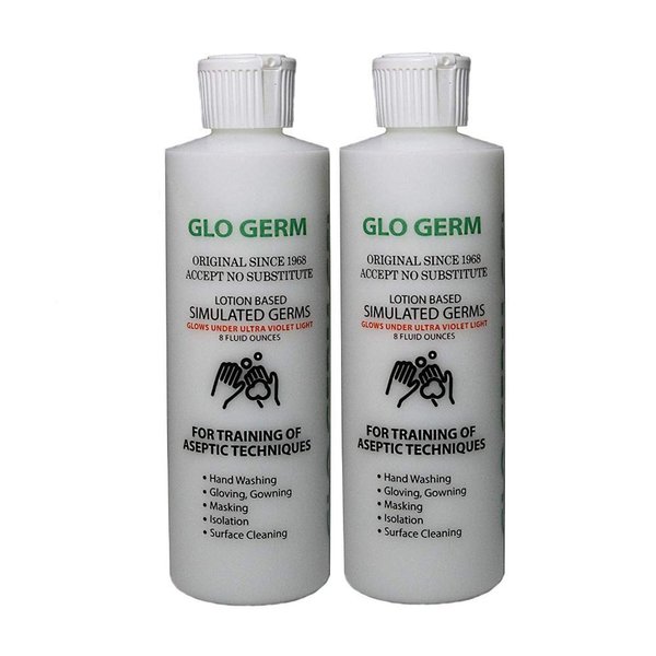 Gel 8 Ounce, Double Pack glo germ Gel (16 oz) - Gel Lotion Based Simulated Germs - Helps Promote Better Hand Washing Habits - Training for Aseptic Techniques - two pack